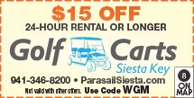 Discount Coupon for Golf Carts of Siesta Key